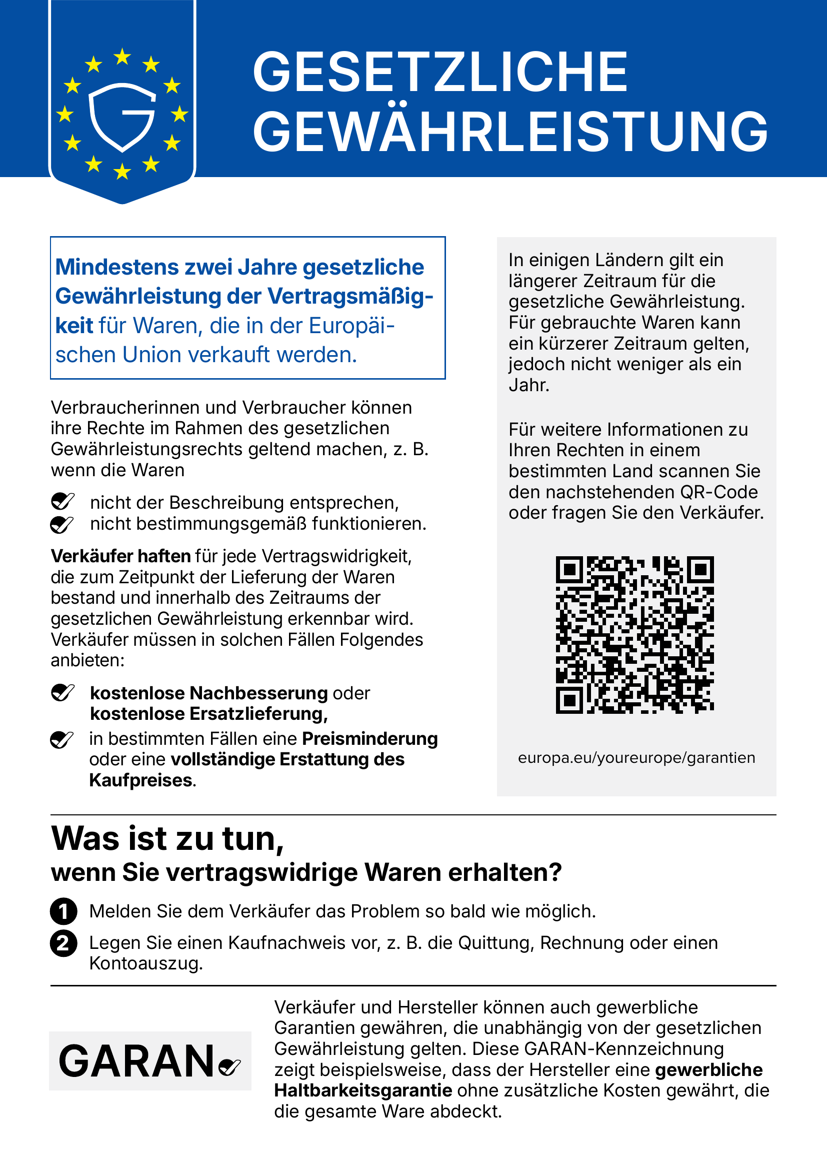 EU-Hinweis: gesetzliche Gewährleistung